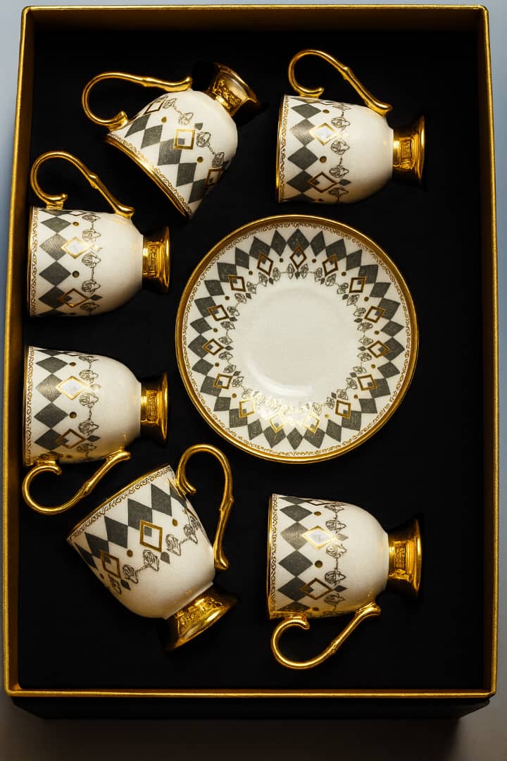 ست قهوه خوری سرامیکی(6عدد فنجان+6عدد نعلبگی) ساخت (چین)