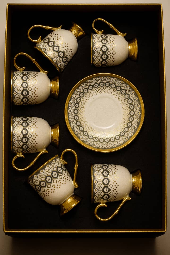 ست قهوه خوری سرامیکی(6عدد فنجان+6عدد نعلبگی) ساخت (چین)